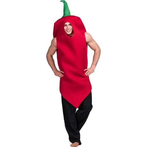 SATCOPY Adult Red Hot Chili Costume Vegetable Pepper Jumpsuit Halloween Christmas Adult Carnaval Party Role Play Fancy Costumes
