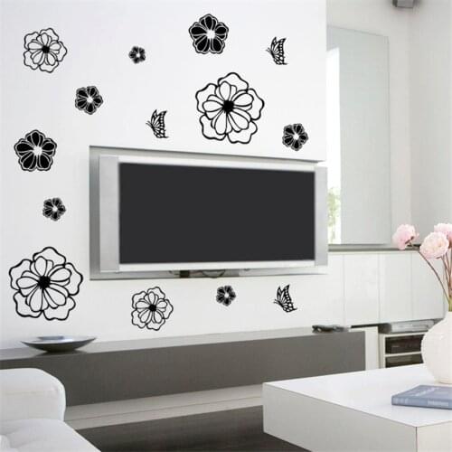 Flower Wall Sticker Butterfly and Flower Refrigerator Sticker Bathroom Toilet Living Room Art Wall Decal Sticker Kids Room decor
