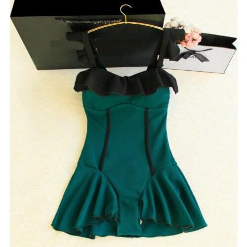 STAERK 2021 New Sexy Ruffle green One Piece Swimsuit Off The Shoulder Swimwear Women Solid Beachwear Bathing Suit Monkini