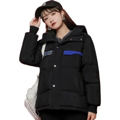 New 2021 Winter Down Cotton Clothes Female Loose Lns Cotton Short Hooded Casual Thicken Female Student Coat Overcoat Parka