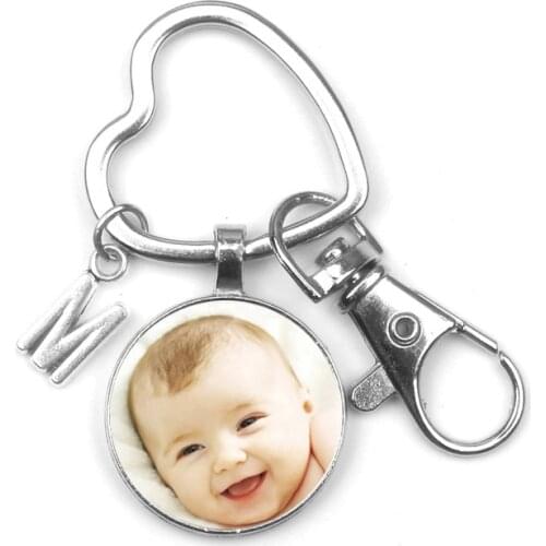 Personalizeds pendant Photo Lobster buckle Baby Child Family Portrait Keychain Mom Brother Heart shaped letter Private Custom