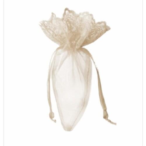 Organza Ruched Triangle Cookie Pouch wedding Candy henna Sac 12li Package Cream Color wedding bride mariage хна henna