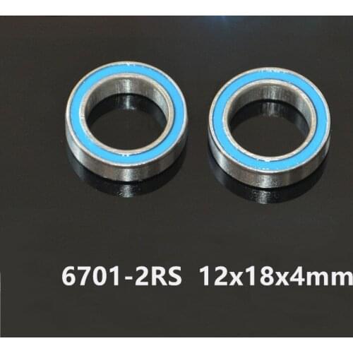 50pcs/lot 6701-2RS Bearing 12x18x4 mm Hobby Electric RC Car Truck 6701RS thin wall deep groove Ball Bearings Blue Sealed