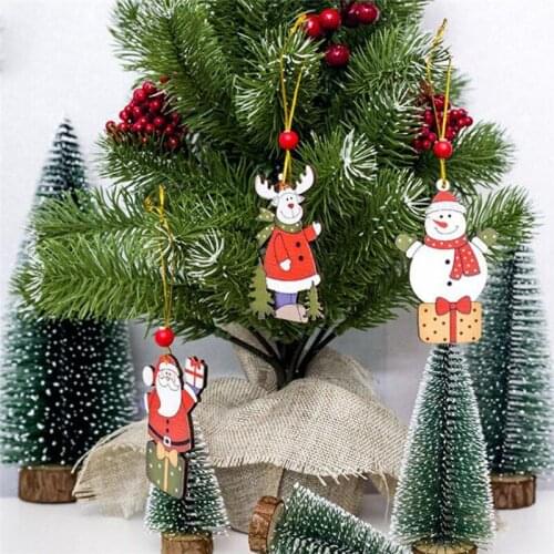 Popular Christmas Tree Creative Painted Wooden Sign Ornaments For Home Christmas Tree Ornament Hanging Pendant