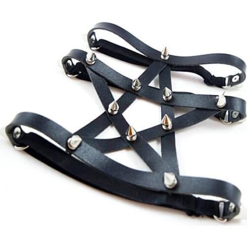 1PC Sexy Style PU Leather Garter Belt for Women Punk Fashion Leg Bondage Garters Rivet Leg Ring Star-shaped Garter Belt Jewelry