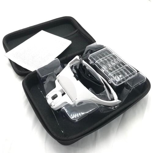 1.0X 1.5X 2.0X 2.5X 3.5X Adjustable 5 Lens Loupe LED Light Headband Magnifier Glass LED Magnifying Glasses With Storage Case