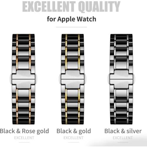 Strap Watchband Stainless Steel Series 5 4 3 2 1 Ceramic 5 4 44mm 40mmm Link Bracelet Iwatch 42mm 38mm for Apple Watch Band 22cm