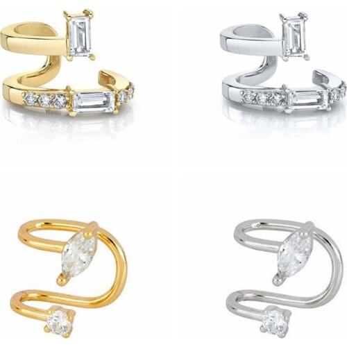 1PC Plated 24K Gold/925 Silver Ear Clips Earrings No Piercing Crystal Ear Cuffs for Non Pierced Ear Fake Piercing Earring