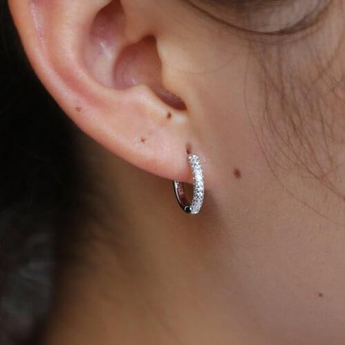 Inner diamater 10mm cz hoop earring small mini hoops classic design round cz band circle delicate minimal girl jewelry