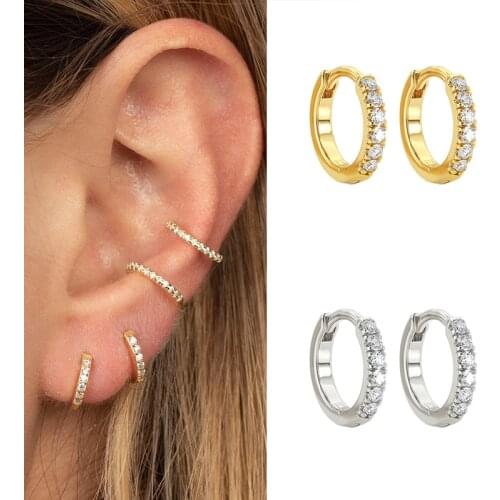 925 Sterling Silver Ear Buckle 10mm/13mm Crystal Zircon Hoop Earring Womens Fashion Earrings Jewelry Birthday Gifts