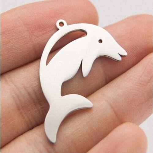Simsimi dolphin pendant necklace diy jewelry for wpmen both side mirror Polish stainless steel pendant whosale 50pc