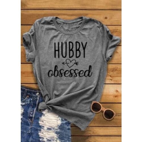 Hight Qualityc Cotton Crewneck Hubby Obsessed Heart Arrow T-Shirt Letetr Arroe Harajuku Tops Popular Trendy Clothing Shirt Tees