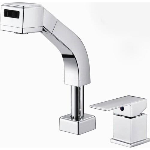 Pull out faucet Polished Chrome Bathroom Faucet.Basin sink Mixer Tap.Torneira Banheiro BF031