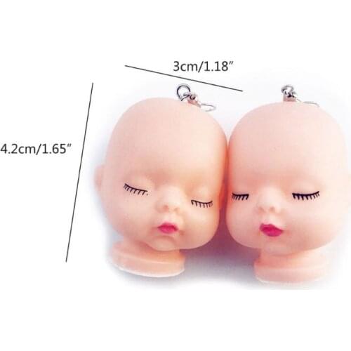 Handmade Funny Broken Evil Sleepy Doll Pendant Dangle Earrings Baby Dolls Head Toy Drop Earrings Women Fashion Jewelry