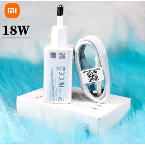 18W Xiaomi Charger Original MI Fast Charger USB Wall adapter Type-C Cable For Mi 9 SE 9t A3 A2 A1 Redmi K20 K30 note 7 8 pro