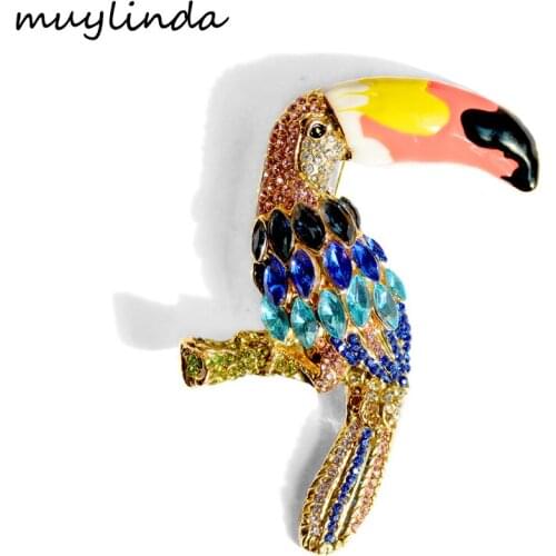 Muylinda Parrot Bird Brooches For Women Vintage Enamel Pin Jewelry Large Bird Brooch Pins Accessories