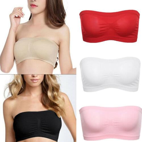 Women Boob Tube TopS Bra Seamless Strapless Bra Female Underwear Lingerie Breathable Soft Cotton Tube Tops Solid Bra