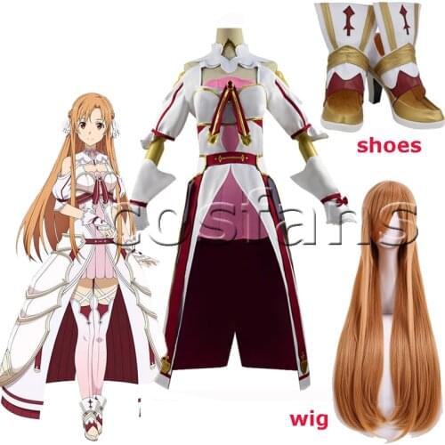 Sword Art Online Alicization Lycoris Yuuki Asuna Cosplay Costume Halloween Carnival Suit Women Yuuki Asuna Costume Dress Shoes