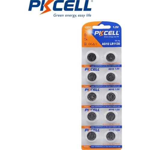 10Pcs AG10 Alkaline Button Coin Battery 1.5V Equal To 189 LR54 LR1130 L1131 389 390 For Bullets Eggs Watches Calculators