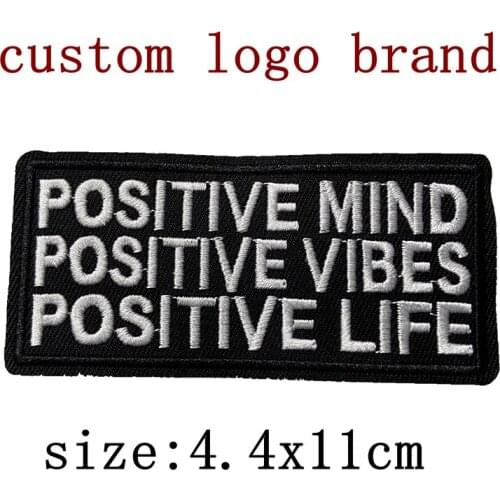 POSITIVE MIND POSITIVE VIBERS POSITIVE LIFE Words Embroiedred Applique Iron on Cloth Badge Sewing on Patches for Shirts 10pcs