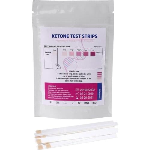 100pcs URS-1K Test Strips Ketone Reagent Testing Urine Anti-vc Urinalysis Home Ketosis Tests Analysis Professional Fast Testing