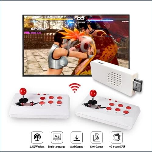2.4G Wireless Arcade Video Game Console Built-in 1700+ Games for Arcade/GB/SNES/FC Double Controller HD TV Game Plug and Play