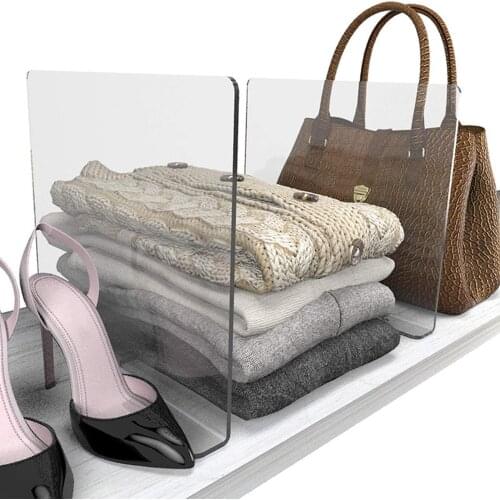 2PCS Multiple Purposes Acrylic Shelf Dividers Closet Shelf Separator Organizer For Home