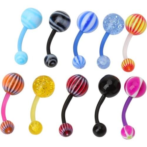 20Pcs Round Plastic Ball Belly Navel Body Bar Ring 0.31"