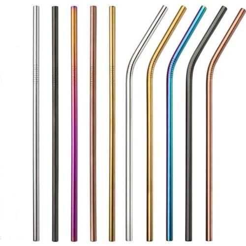 200Pcs Stainless Steel Straws Metal Drinking Straws Bent Straight Reusable Straw In Bar Party SN1149