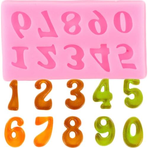 3D Number 0-9 Digital Silicone Mold Baby Birthday Cupcake Topper Fondant Cake Decorating Tools Chocolate Candy Clay Moulds