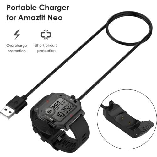 1M Smartwatch USB Charging Cable Cord Base Dock Charger Cradle Adapter Stand for Huami Amazfit Neo Sport Smart Watch