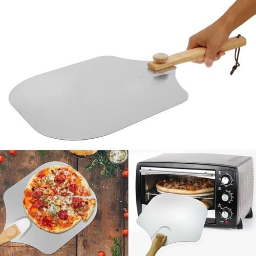 Aluminum Pizza Shovel with Long Wooden Handle Pastry Baking Tools Accessories Pizza Paddle Peel Spatula Cake Baking Cutter