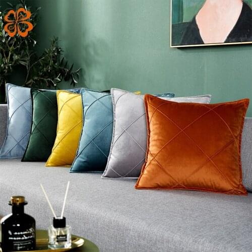 Velvet Fabric Cushion Covers Sofa Pillowcase Retro Luxury Plaid Diamond Lattice Soft Shiny Comfortable Decorative 45 x45 cm