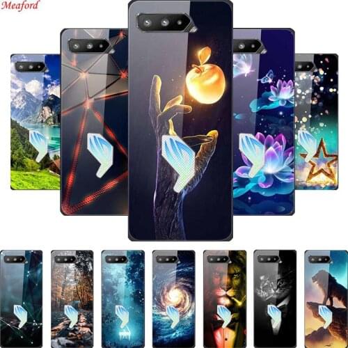Glass Back Cover For Asus ROG Phone 3 ROG Phone 5 Case Tempered Glass Phone Case Cover For Asus ROG Phone 2 ZS660KL Cases Bumper