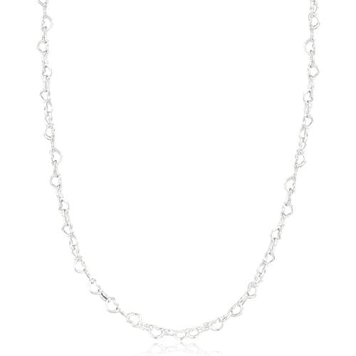 CKK Joined Hearts Necklace Kolye Choker Women Jewelry Collares de moda 925 Sterling Silver Chain Colar bijoux Femme Collier