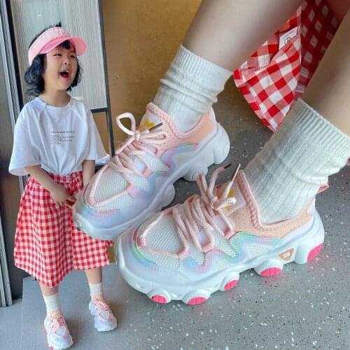 Childrens Net Shoes Girls Casual Shoes Season New Dad Shoes A Foot Fashion Little Girl Sneakers