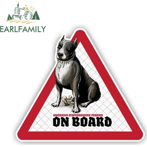 EARLFAMILY 12cm x 10.5cm Stafford Dog Car Stickers Dog on board Decals Pet Dog Decal Dog Warning Sign Funny Stickers