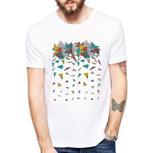 Summer man t-shirt born to fly Funny paper airplane High-quality Casual New Colorful paper airplane Print men t shirt