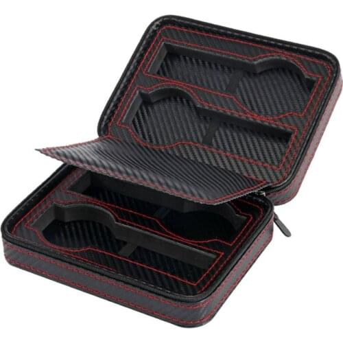 4 Slots Carbon Fibre Watch Box Bag Display Zipper Case Display Storage Portable Travel Holder Case Portable Leather Organizer