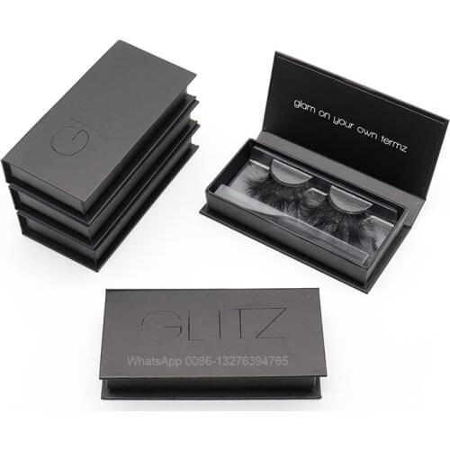 Custom Black Eyelash Packaging Box With Gloss Business Name 25mm 5D Mink Lashes Wholesale Dramatic Long Natural Eyelashes