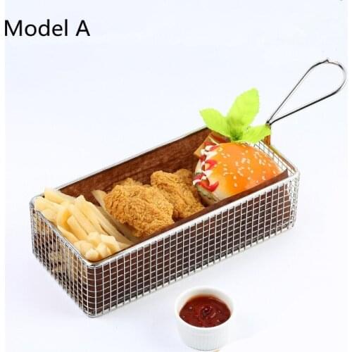 Snack Basket Deep Fry Food Basket Hotel Tableware Food Tray French Fries Holder BBQ Tray Fried Chicken Meat Burger Dish 1pcs