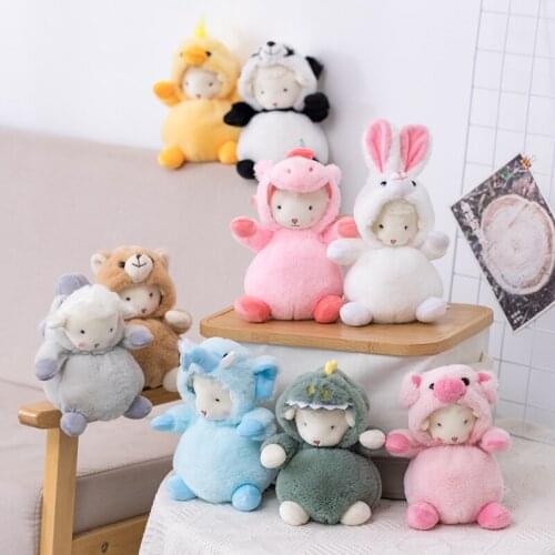 Cute Soft Plush Sheep Toy Stuffed Lamb Dress Up Pig Panda Rabbit Elephant Doll Pillow Cushion Baby Kids Girl Birthday Gift