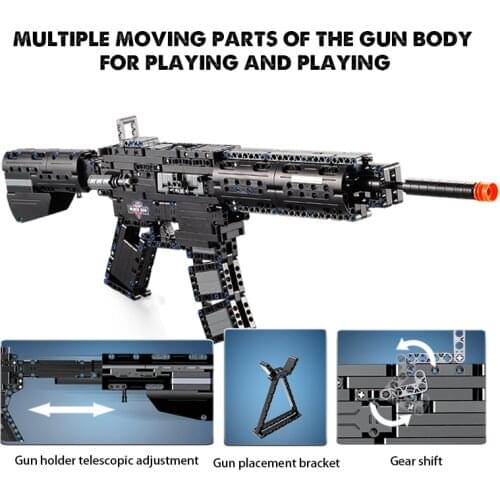 Gun Model M4A1 Carbine Rubberband Gun Building Block Military City Sniper Bricks High-Tech Launch Gun Blocks Toys for Boys