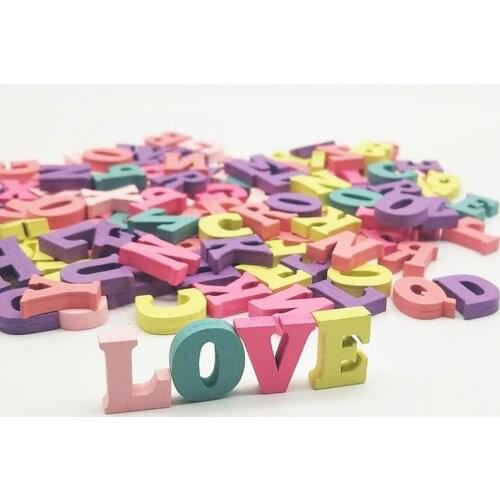 Fashion DIY Wooden Block Teaching Materials Letters Number Mixed Handmade Party Decoration Multi-coloured Craft DIY Gift For Kid