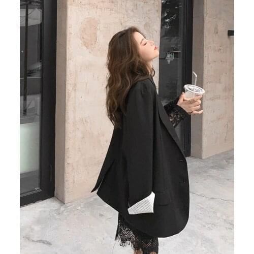 2021 New small suit jacket female design feels loose jacket female Leisure suit Long sleeve Solid color Versatile