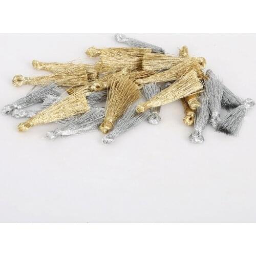 Wholesale 10pcs/lot Mini Tassel Charm Pendant Gold Silver Color for Earring Bag Curtain Decor DIY Sewing Accessories