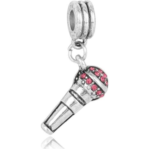 Pink voice tube star beads charm Fits plata de ley original bracelet jewelry valentines day mary poppins charms DGB065
