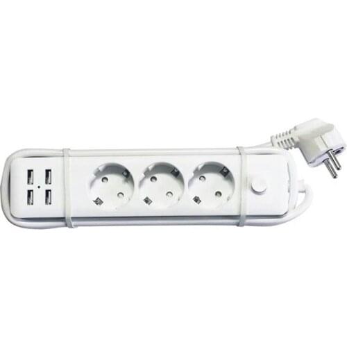 Durable 4USB+3 Plug European Standard Round Hole Socket DC 5V Convenient Safe 4USB+3 Plug Round Hole Socket