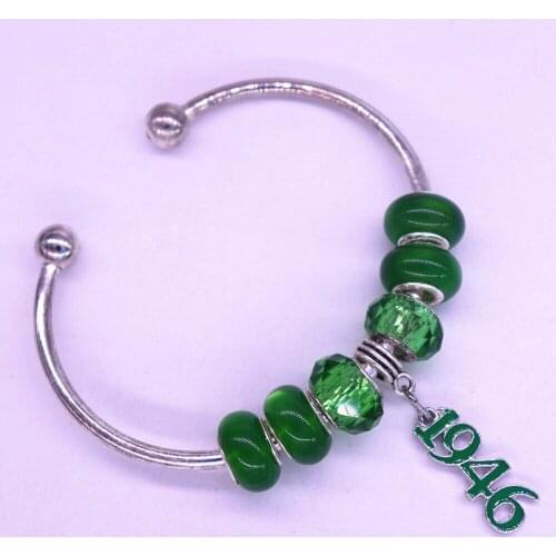 Drop Ship Fashion Green Big Hole Beads Sorority Sign Incorporated Links 1946 Bangles