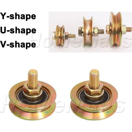 1/2pcs Rigid Caster Heavy Duty Y\U\V Shape Steel Wheel Sliding Gate Roller For Wire Rope Rail Inverted Track Industrial Machines